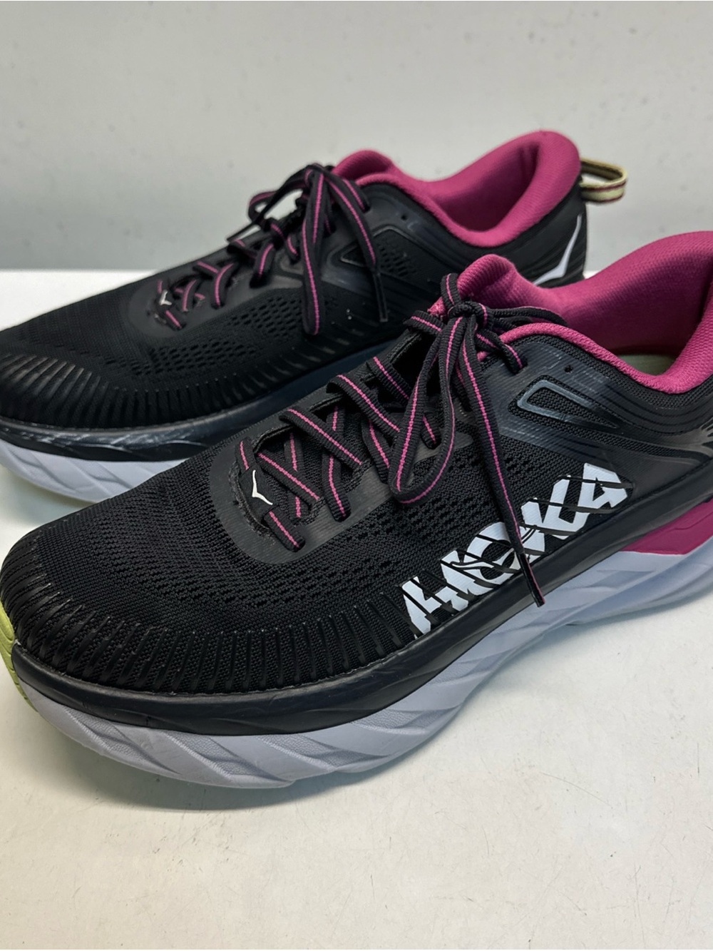 Hoka One One Bondi 7 Shoes Womens 9 Running Black Paradise Pink 1110519 BGFF